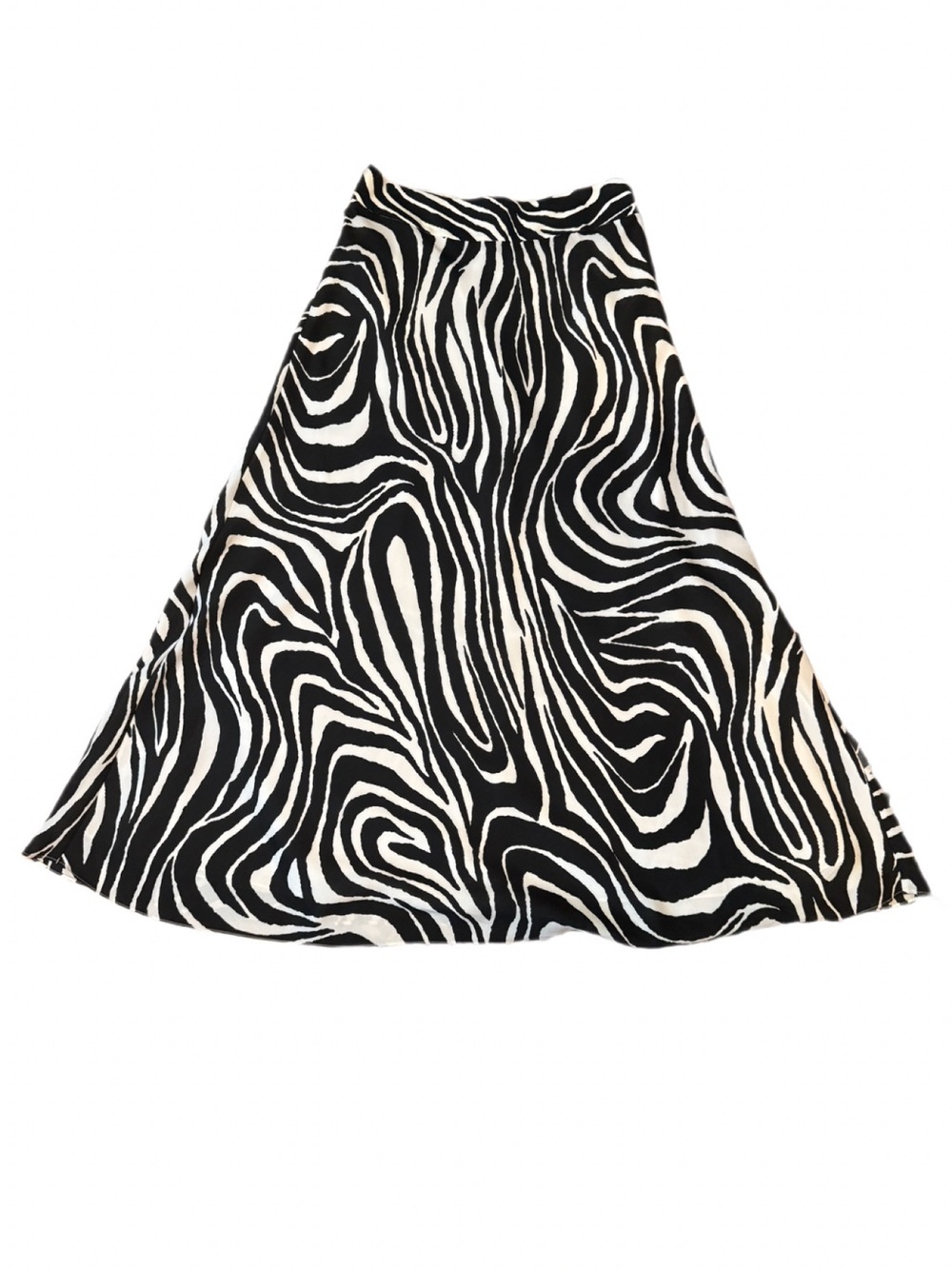 Banana Republic Zebra Print Midi Skirt Black White A-Line Summer 2014  Sz 4